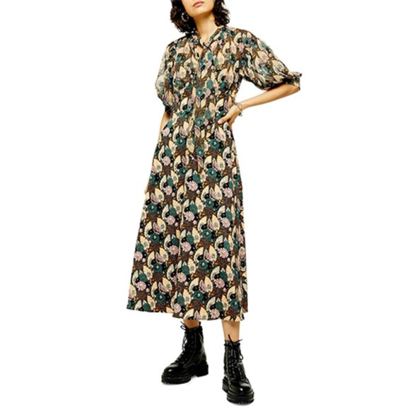 Nwt Topshop Art Deco Lily Midi Dress 